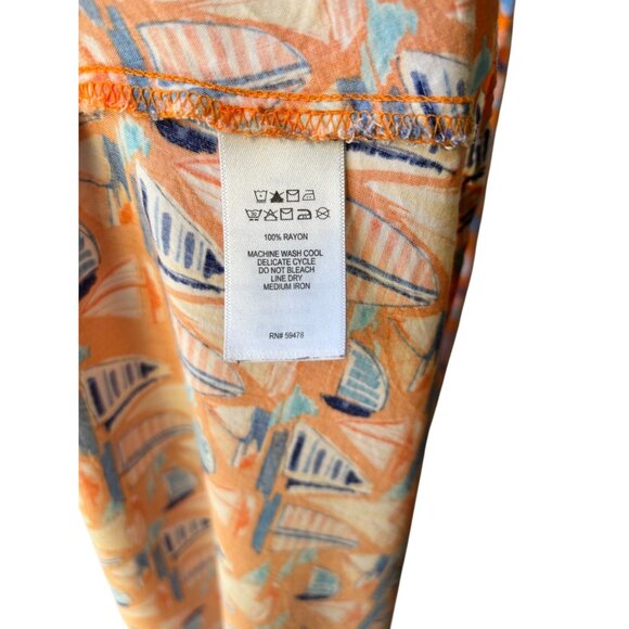 Antibes Blanc Womens Sailboat Print Maxi Dress Size M 100% Rayon Orange - Picture 7 of 7
